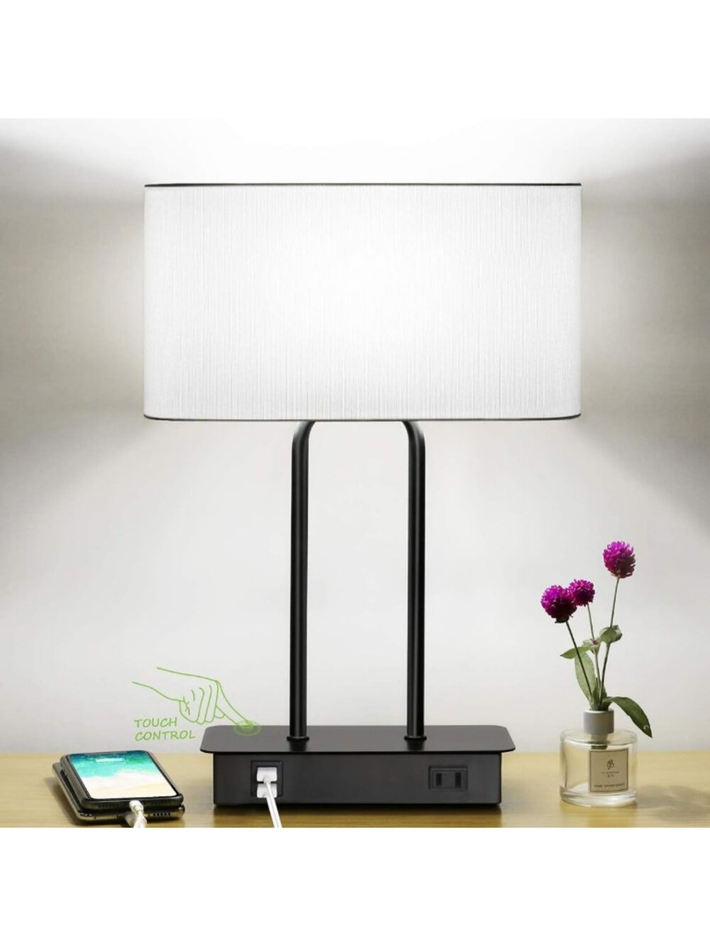 Dimmable Touch Control Nightstand Lamp - Modern 3-Way Bedside Table Light
